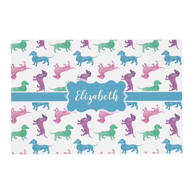Custom Dachshund Placemat in Pastel Colors (Front)