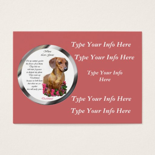 Customizable Custom Dachshund Profile Cards Business Cards
