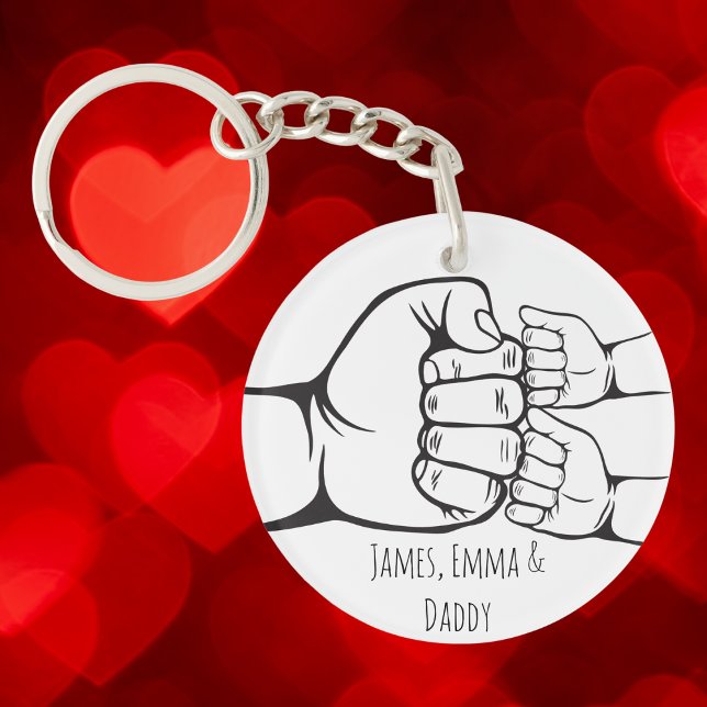 Custom Dad and Kids Fist Bump Keychain (Creator Uploaded)