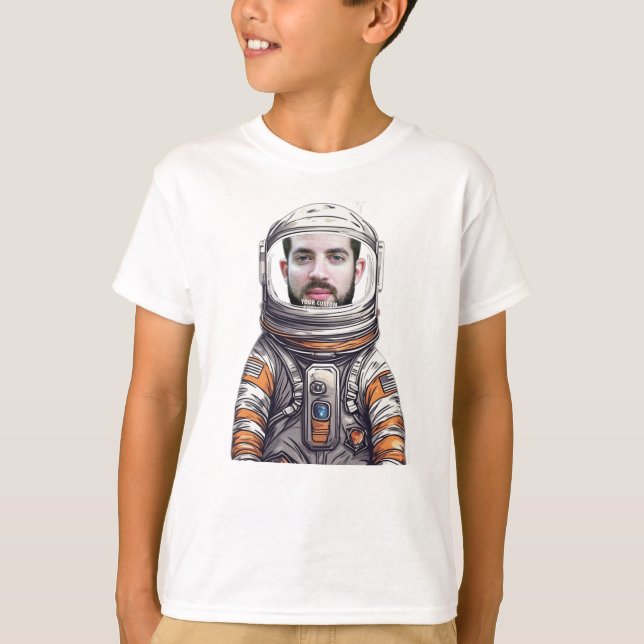 Custom Dad Astronaut T-Shirt - Funny Photo Cut Out (Front)
