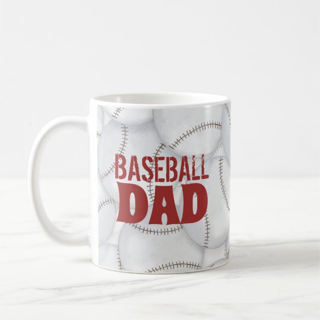 Custom Dad Baseball Personalized Coffee Mug (Left)