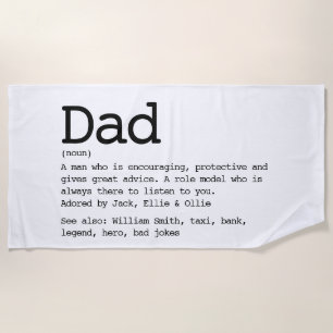 Custom Dad Definition Black And White Beach Towel