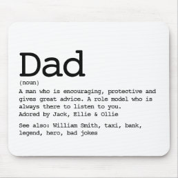Custom Dad Definition Black And White Mouse Pad