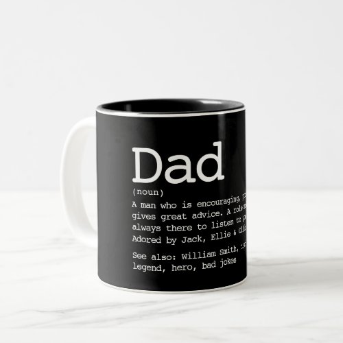 Custom Dad Definition Black And White Two_Tone Coffee Mug