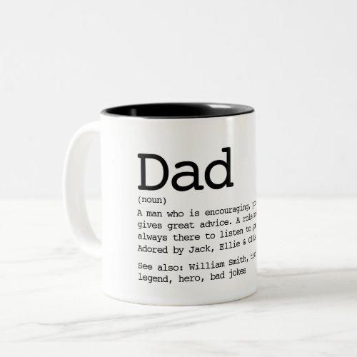 Custom Dad Definition Black And White Two_Tone Coffee Mug