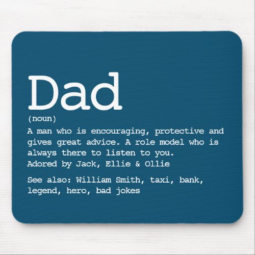 Custom Dad Definition Fathers Day Blue Mouse Pad