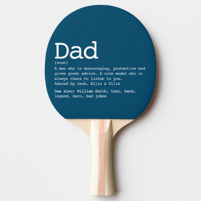 Custom Dad Definition Father's Day Blue Ping Pong Paddle (Front)