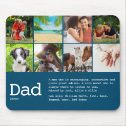 Custom Dad Definition Fathers Day Photo Blue Mouse Pad