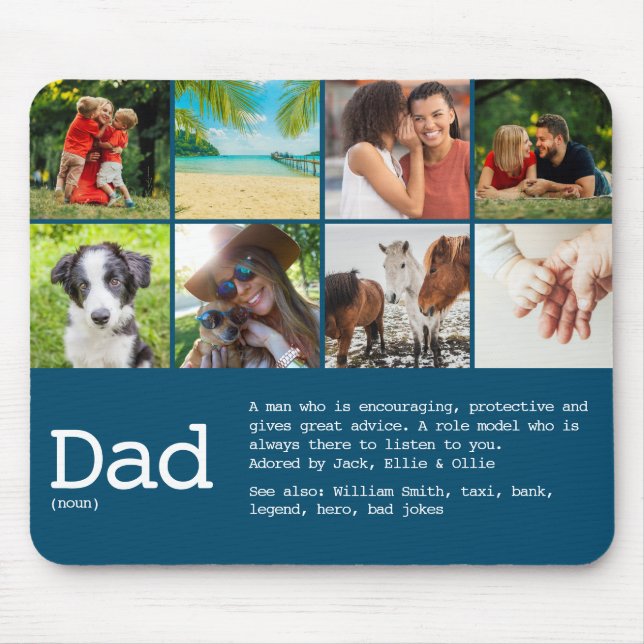 Custom Dad Definition Fathers Day Photo Blue Mouse Pad (Front)