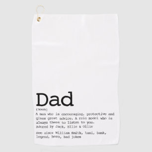 Custom Dad Definition Fun Black And White Golf Towel