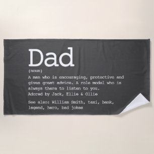 Custom Dad Definition Modern Gray Beach Towel