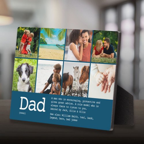 Custom Dad Definition Photo Collage Blue Plaque