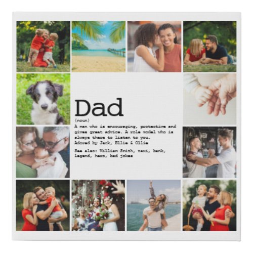 Custom Dad Definition Photo Collage Faux Canvas Print