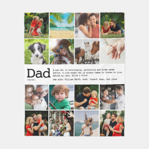 Custom Dad Definition Photo Collage Fleece Blanket