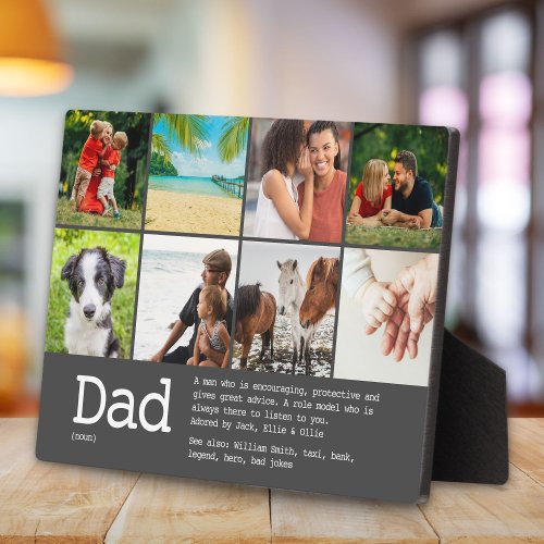 Custom Dad Definition Photo Collage Gray Plaque