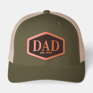 Custom Dad Est Year New Dad Daddy Leather Patch Hat