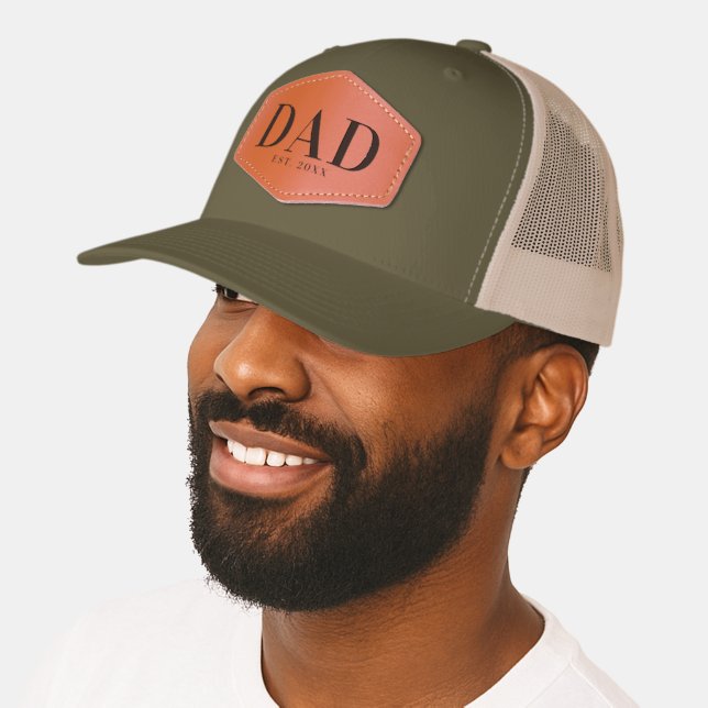 Custom Dad Est Year New Dad Daddy Leather Patch Hat (Male)