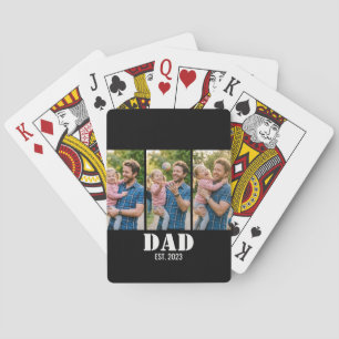 Custom Dad Est. Year Photo 3-Picture Keepsake Poker Cards