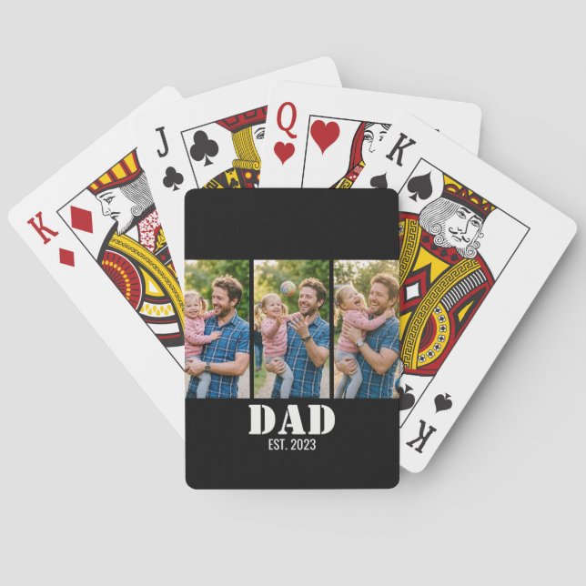 Custom Dad Est. Year Photo  3-Picture Keepsake Poker Cards (Back)