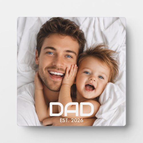 Custom Dad Established Modern Bold Photo Plaque