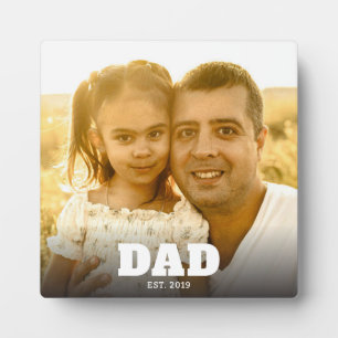 Custom Dad Established Modern Bold Text Photo Plaque