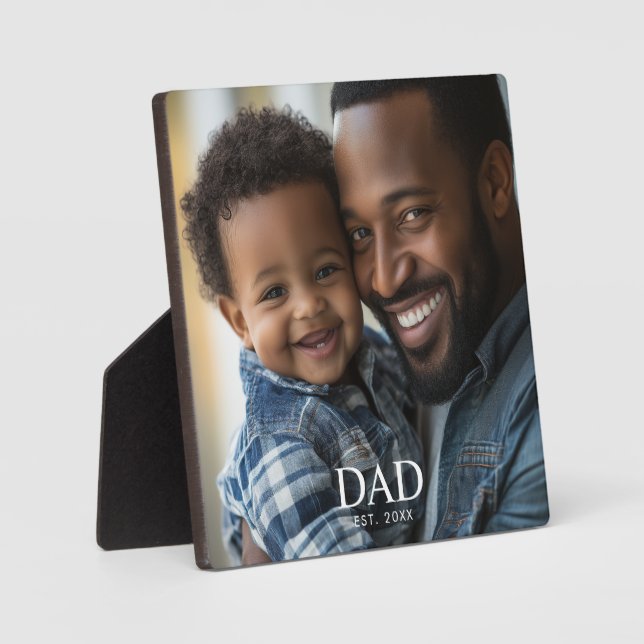 Custom Dad Established Modern Simple Photo  Plaque (Front)