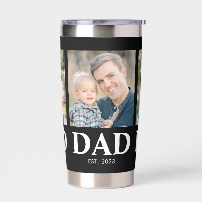 Custom Dad Established Photo Fathers Day Insulated Tumbler (Left)
