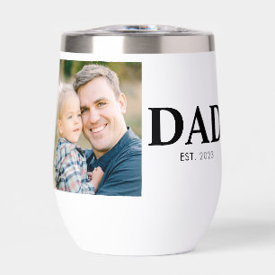 Custom Dad Established Photo Fathers Day Thermal Wine Tumbler
