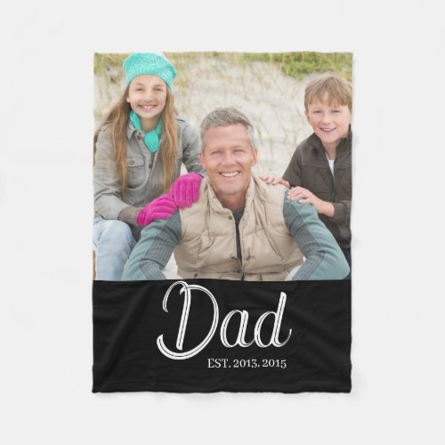 Custom Dad Established Photo Fleece Blanket