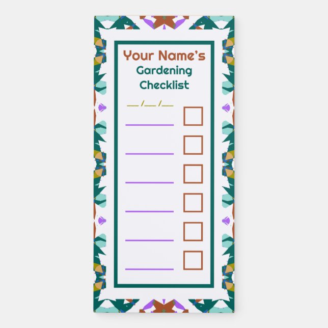 Custom Dad Father Gardening Garden Green Checklist Magnetic Notepad (Front)