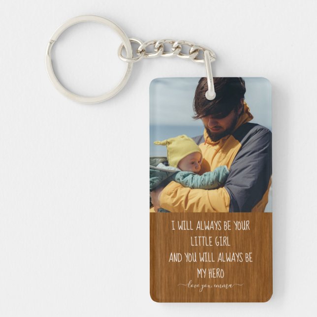 Custom Dad Keychain Modern Photo, Fathers Day Gift (Front)