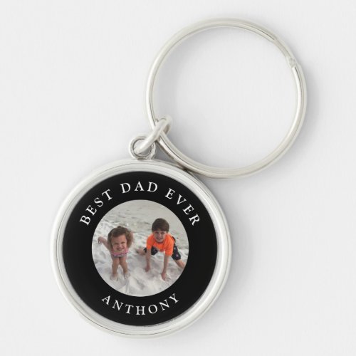 Custom Dad Kids Family Photo Monogram Personalized Keychain