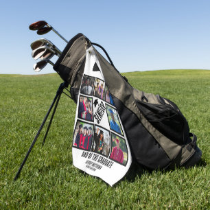 Custom Dad of the Senior graduate 8 Photo Collage Golf Towel