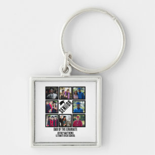 Custom Dad of the Senior graduate 8 Photo Collage Keychain