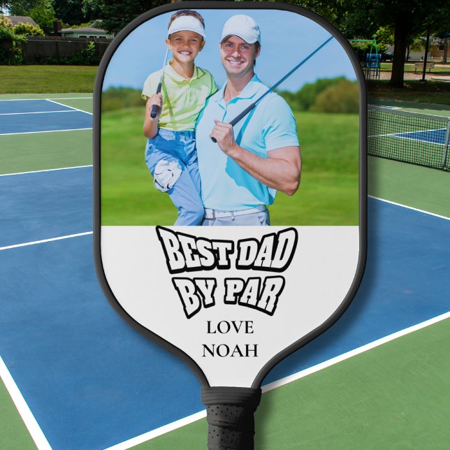 Custom Dad Photo Best Dad By Par Father's Day  Pickleball Paddle (Creator Uploaded)