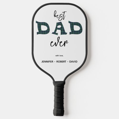 Custom DAD plaid font with 2 photos  Pickleball Paddle