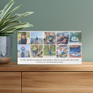 Custom Dad Quote 10 Photo Collage Wooden Box Sign