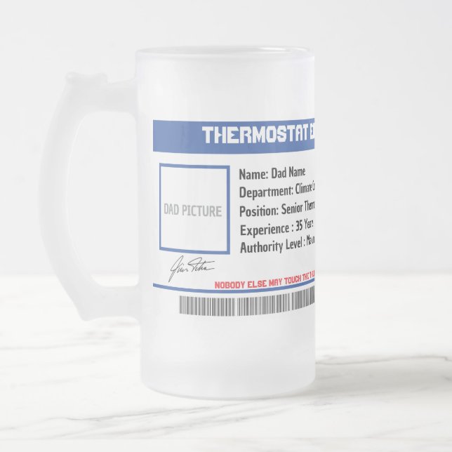 Custom Dad Thermostat Supervisor Beer Mug (Left)