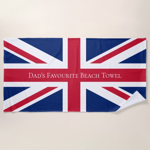 Custom Dad Union Jack British Flag Beach Towel