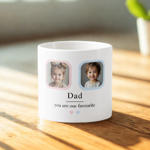 Custom Dad with 2 Kids Photos Gift Espresso Cup