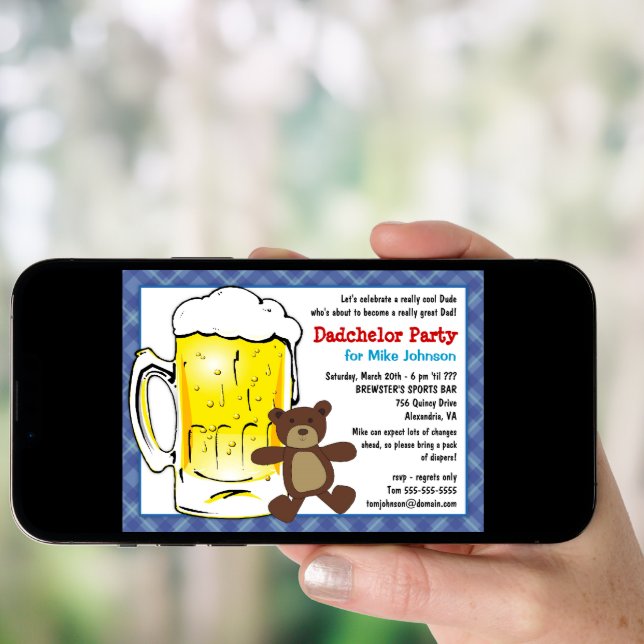 Custom Dadchelor Party Invitations - Diaper Keg (Front Digital)