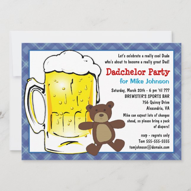 Custom Dadchelor Party Invitations - Diaper Keg (Front)