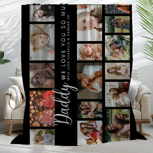 Custom Daddy 18 Photo Collage Fleece Blanket