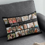 Custom Daddy 18 Photo Collage Lumbar Pillow<br><div class="desc">Discover our photo-centric scatter cushion, an ideal gift for all the fathers in your life. Perfect for birthdays or Father's Day, these pillows allows you to feature 18 photos as a sentimental keepsake. Emblazoned with a cheerful 'Happy Father's Day' text, you have the flexibility to change or delete the message...</div>