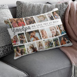 Custom Daddy 18 Photo Collage Lumbar Pillow<br><div class="desc">Discover our photo-centric scatter cushion, an ideal gift for all the fathers in your life. Perfect for birthdays or Father's Day, these pillows allows you to feature 18 photos as a sentimental keepsake. Emblazoned with a cheerful 'We Love You So Much!' text, you have the flexibility to change or delete...</div>