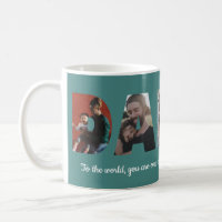 Custom Daddy 5 Photo Collage Green Father's Day Coffee Mug