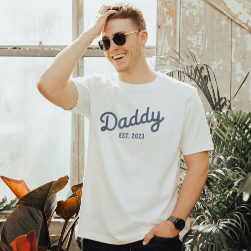 Custom Daddy Est Shirt with Vintage Navy Blue