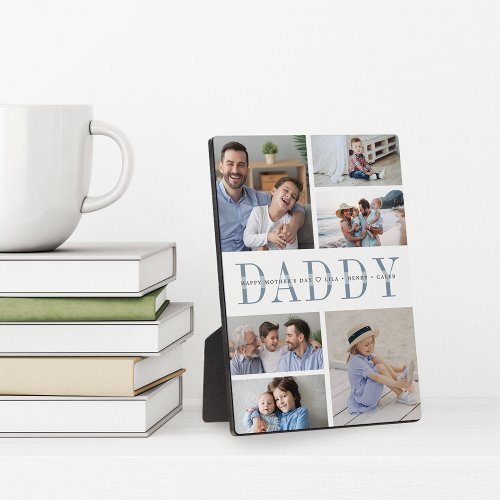 Custom Daddy Fathers Day Kids Photo Collage Plaque