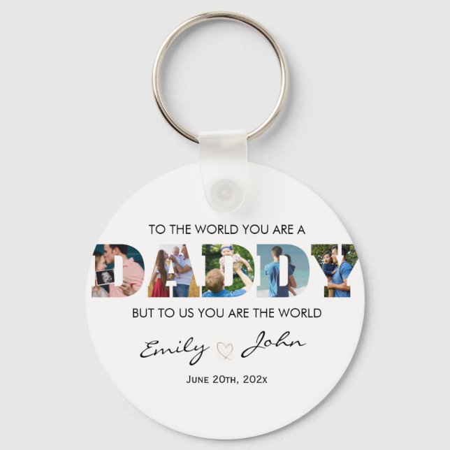  Custom Daddy Father's Day Photo Collage Keychain (Front)