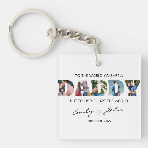  Custom Daddy Fathers Day Photo Collage Keychain